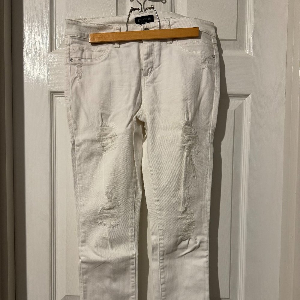 Bebe, White Skinny Jeans, Size 29